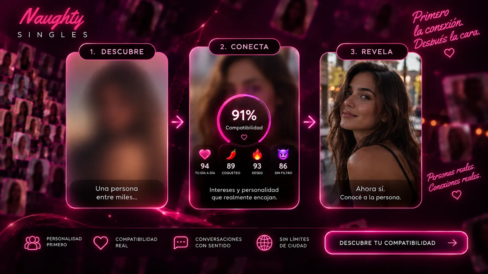 Conexión y química antes de la atracción física en Naughty Singles