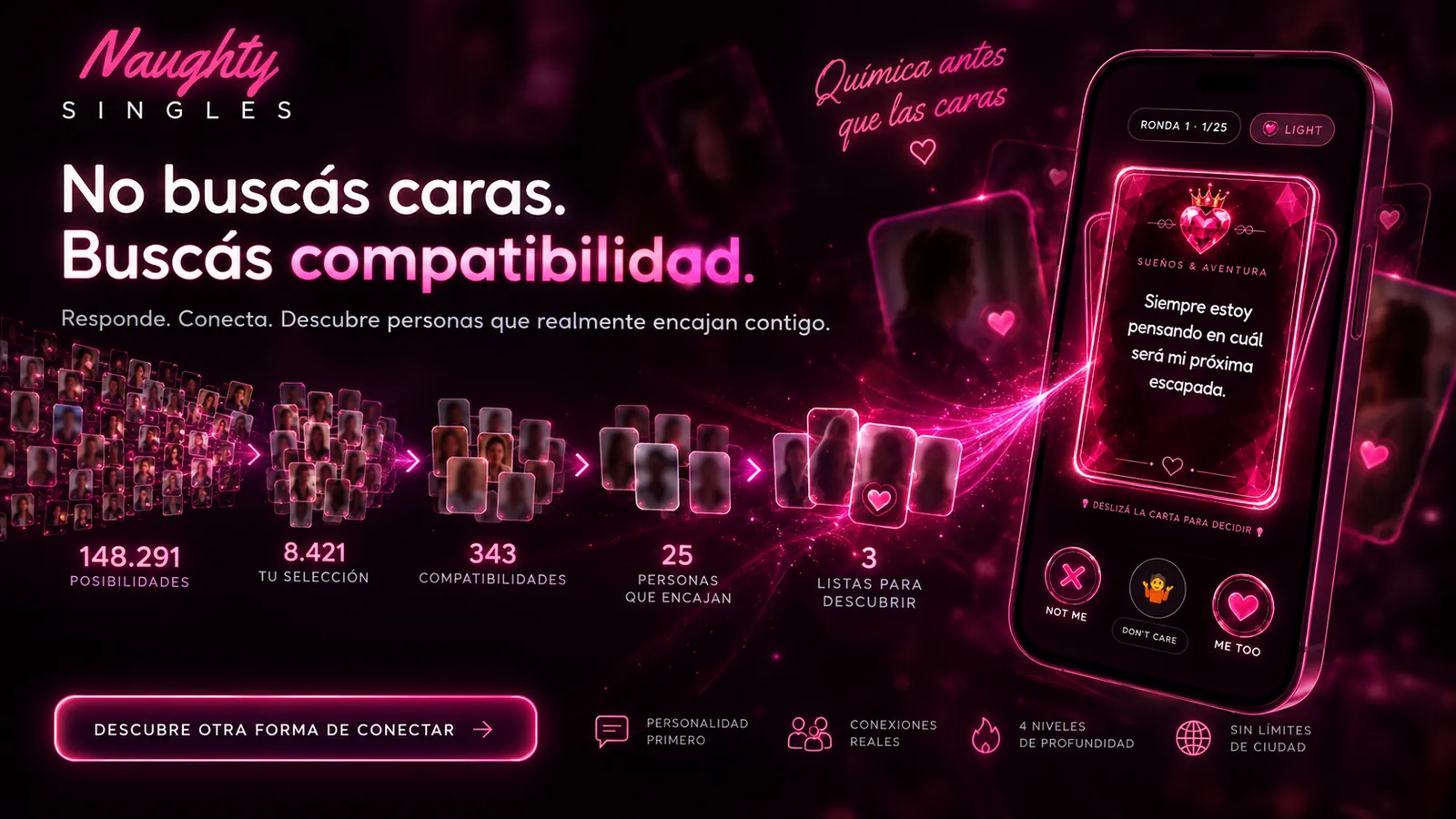 App de citas basada en compatibilidad y química antes de mostrar perfiles