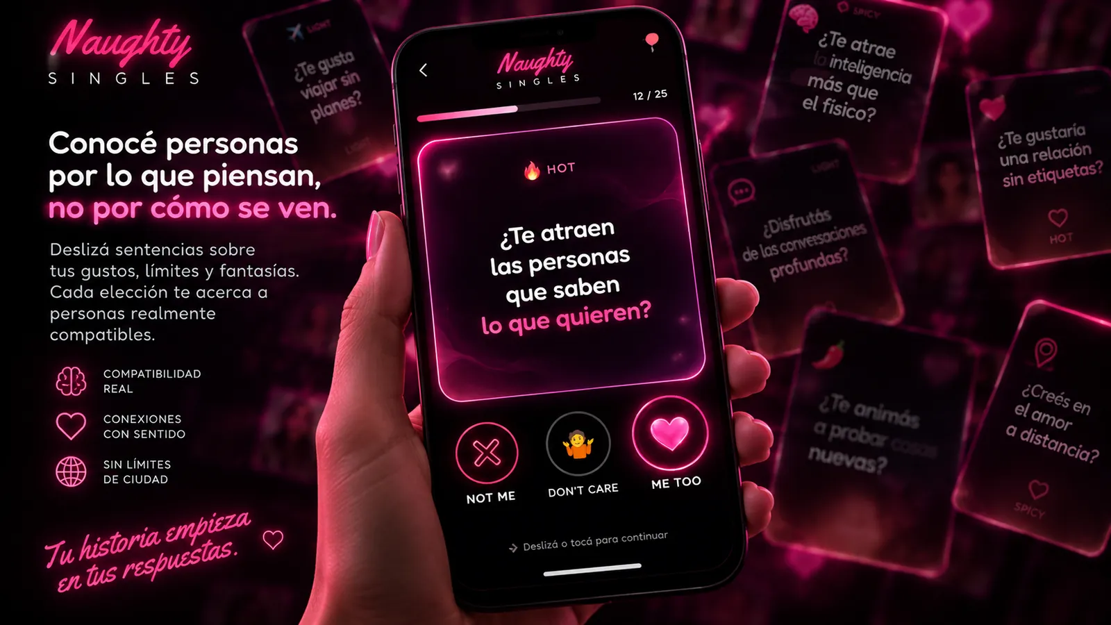 App de citas donde respondes sentencias para encontrar personas compatibles