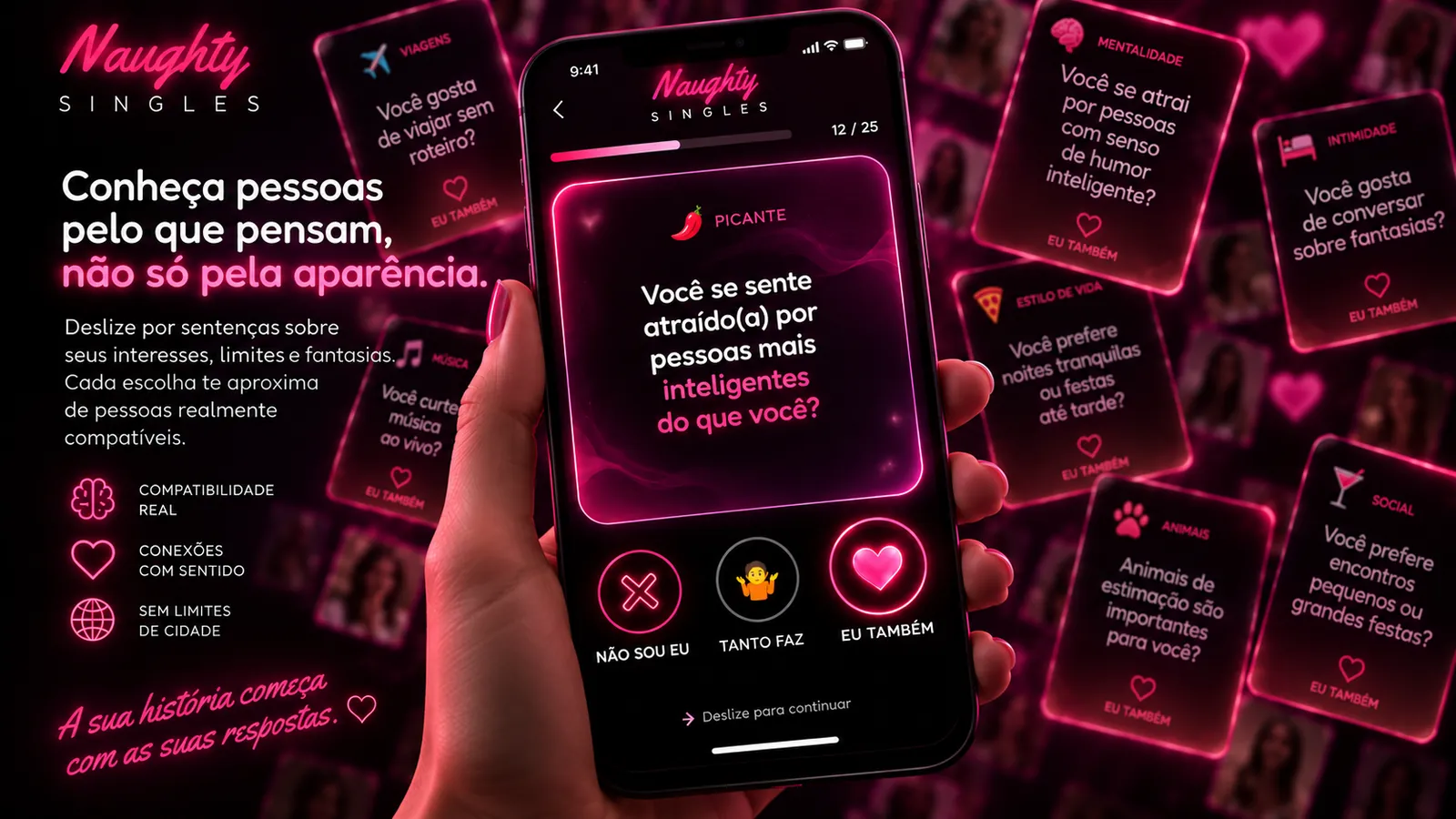 App de namoro onde você responde perguntas para encontrar pessoas compatíveis